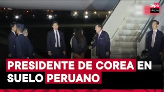 Yoon SukYeol presidente de la República de Corea llegó al Perú para participar del foro APEC 2024 [upl. by Sosthenna]