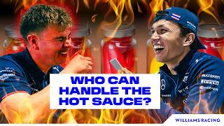 ALEX ALBON amp MECHANICS VS HOT SAUCE  Spicy Taste Test  Mexico City Grand Prix  Williams Racing [upl. by Lednor]