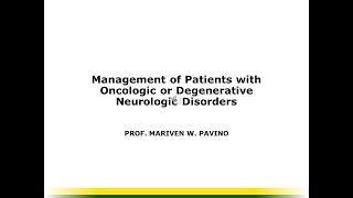 Management of Patients with Oncologic or Degenerative [upl. by Maiah]