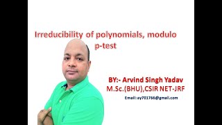 irreducibility of polynomials lecture4 modulo p test cont ring theory [upl. by Marb]