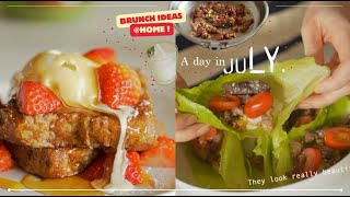 Brunch ideas at home  Strawberries French toast  Korean beef lettuce wraps [upl. by Ybreh]