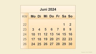 Kalender Juni 2024 [upl. by Aicinat]