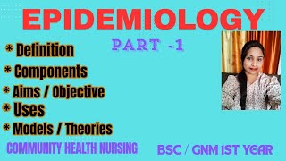 EPIDEMIOLOGY  Definition  Components  Aims  Objective  Uses  Models  Theories  community [upl. by Nyltyak]