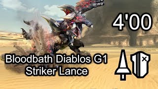 MHGUMHXX  Bloodbath Diablos G1 400 Striker Lance 【特殊許可】鏖魔狩猟依頼G1 ストライカーランス 鏖魔ディアブロス [upl. by Eat]