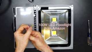 100 Watt LED vs 500 Watt Halogen Floodlight Comparison [upl. by Kcinimod]