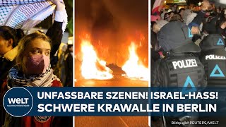 BERLIN ISRAELHASS  SCHWERE KRAWALLE bei propalästinensischer Demo  Feuer amp Gewalt  Festnahmen [upl. by Hodgson]