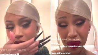 Cardi B Has Asthma Attack On Live While Eating Wax Candy [upl. by Kiley]