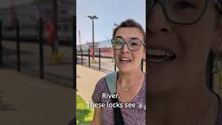 Watching 1000 ft long ships lock through the Great lakes shipping soolocks rvlife [upl. by Dnomder]