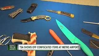 TSA shows off confiscated items at Metro Airport [upl. by Ahilam518]