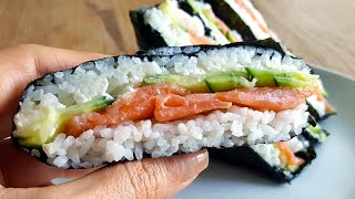 Smoked Salmon Sushi Sandwich Wrap Philadelphia Roll Inspired [upl. by Terchie]