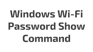 Windows WiFi Password Show CMD [upl. by Maynord762]