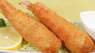 Jumbo Ebi Fry Recipe DeepFried Breaded Prawns with Asparagus  Fried Shrimp  Cooking with Dog [upl. by Diskson683]