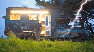 👑 King of Camping ☔ Overnight in a truck camper in heavy rain  ASMR [upl. by Suoirad]