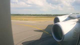 Take Off From Milano Malpensa MXP To New York JFK With Airbus A380800 Emirates [upl. by Free]