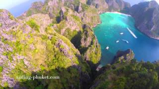 Bird Eye View of Maya Bay Phi Phi Islands [upl. by Weywadt]