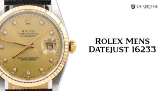 Mens Rolex TwoTone Datejust Watch Factory Gold Champagne Diamond Dial 16233 [upl. by Koch]