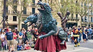 Ca Cèrber Bretolàs de Sant Andreu Barcelona Cavalcada de la Mercè 2021 [upl. by Ardeahp459]