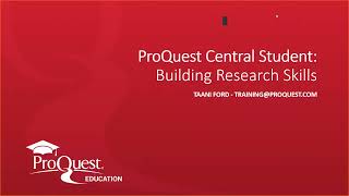 ProQuest Central Student Building Research Skills [upl. by Rawlinson779]