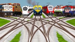 SEVEN INDIA TRAINS CROSSING AT BUMPY🔇FORKED RAILROAD TRACKS  Railworks  Train Simulator Gameplay [upl. by Aristotle]