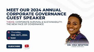 MEET OUR 2024 ANNUAL CORPORATE GOVERNANCE CONFERENCE GUEST SPEAKER [upl. by Turk]