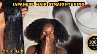 The results were unexpected😯 I tried viral Japanese straightening hair treatment on my type 4 hair [upl. by Kcod]