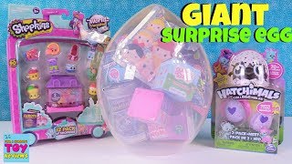 Shopkins Giant Surprise Egg Hatchimals Disney Num Noms Blind Bag Toy Review  PSToyReviews [upl. by Maidy]