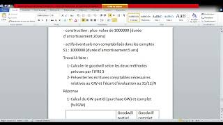 Consolidation et normes comptables internationales  écart dévaluation et goodwill TP [upl. by Nyleek]