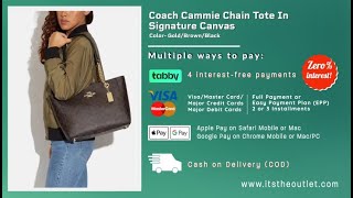 Coach Cammie Chain Tote In Signature Canvas Color GoldBrownBlack [upl. by Idna817]