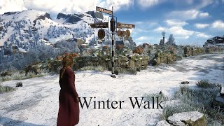 Winter Walk to Hogsmeade Village  Hogwarts Legacy ambience [upl. by Adihsar926]