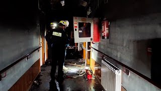 La Guardia Civil inspecciona la residencia incendiada de Zaragoza [upl. by Honig]