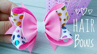 Hair Bow Tutorial  Bow out of Ribbon  How to Make Bows with Ribbon  1 tutorial [upl. by Shifra841]