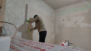 gypsum plaster for walls Rotband doityourself apartment renovation [upl. by Cohligan]