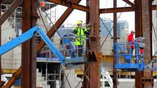 Glasgow Hydro Arena Roof Lift Construction Video [upl. by Leonelle]