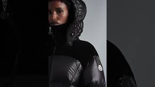 MONCLER Shiny Meandre Short Down Jacket Hooded Glossy Black Women [upl. by Heidy653]