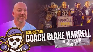 ECU Football Coach Blake Harrell after the win over FAU [upl. by Sahcnip302]