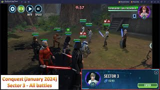 \ Star Wars Galaxy of Heroes  Conquest January 2024  Sector 3  Easy difficulty [upl. by Neram]