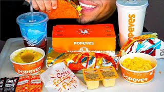 POPEYES VS TACO BELL MAC N CHEESE EATING SHOW MOUTH SOUNDS BURRITO FRIES TACO MUKBAN ASMR [upl. by Pedaiah900]