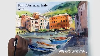 Vernazza  Demo by Milind Mulick  Watercolor Painting  Watercolor Drawing [upl. by Lucio911]