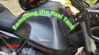 Moto Guzzi V85TT fuel tank removal [upl. by Sylvia301]