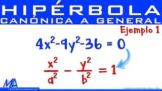 Pasar de la ecuación General a la Canónica de la Hipérbola  Ejemplo 1 [upl. by Deerc]