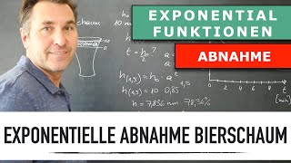 Exponentielle Abnahme Bierschaum  Exponentialgeichungen lösen anhand eines konkreten Beispiels [upl. by Otrevlig]