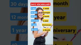 Days Vocabulary Part 1 shorts english learnenglish vocabulary education [upl. by Emoryt]