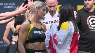 Sofiia Bagishvili vs Jacinta Austin  Weighin FaceOff  OKTAGON 44  rWMMA [upl. by Acsehcnarf]