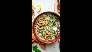 Garlicky Vegan Creamed Spinach  Minimalist Baker Recipes [upl. by Esinyl]