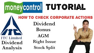 Moneycontrol WebsiteTutorial Hindi How To Check Corporate ActionsDividendBonus  Anil Maurya [upl. by Aerdnael541]