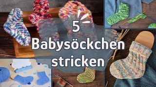 5 einfache Babysöckchen stricken für Anfänger [upl. by Adihsaar]