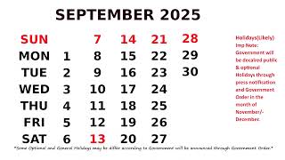 September Calendar 2025 [upl. by Alliuqaj824]