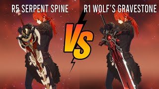 R5 Serpent spine vs R1 Wolfs Gravestone  Genshin Impact [upl. by Ynitsed]