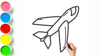 Airplane Drawing  Painting And Coloring For Kids And Toddlers [upl. by Bradman]