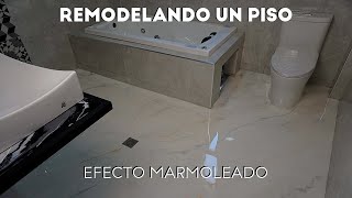 Resina Epóxica sobre Piso de Concreto  Creando un efecto Mármol [upl. by Alleram]